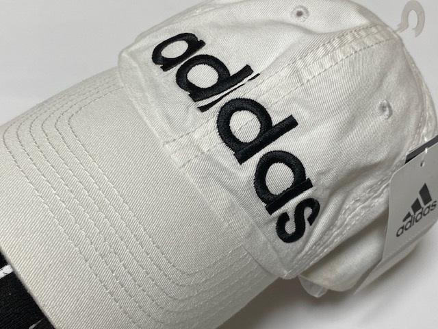 アディダス adidas 吸湿速乾 ADJUSTABLE CAP ローキャップ 帽子 ホワイト 展示未使用品_画像2