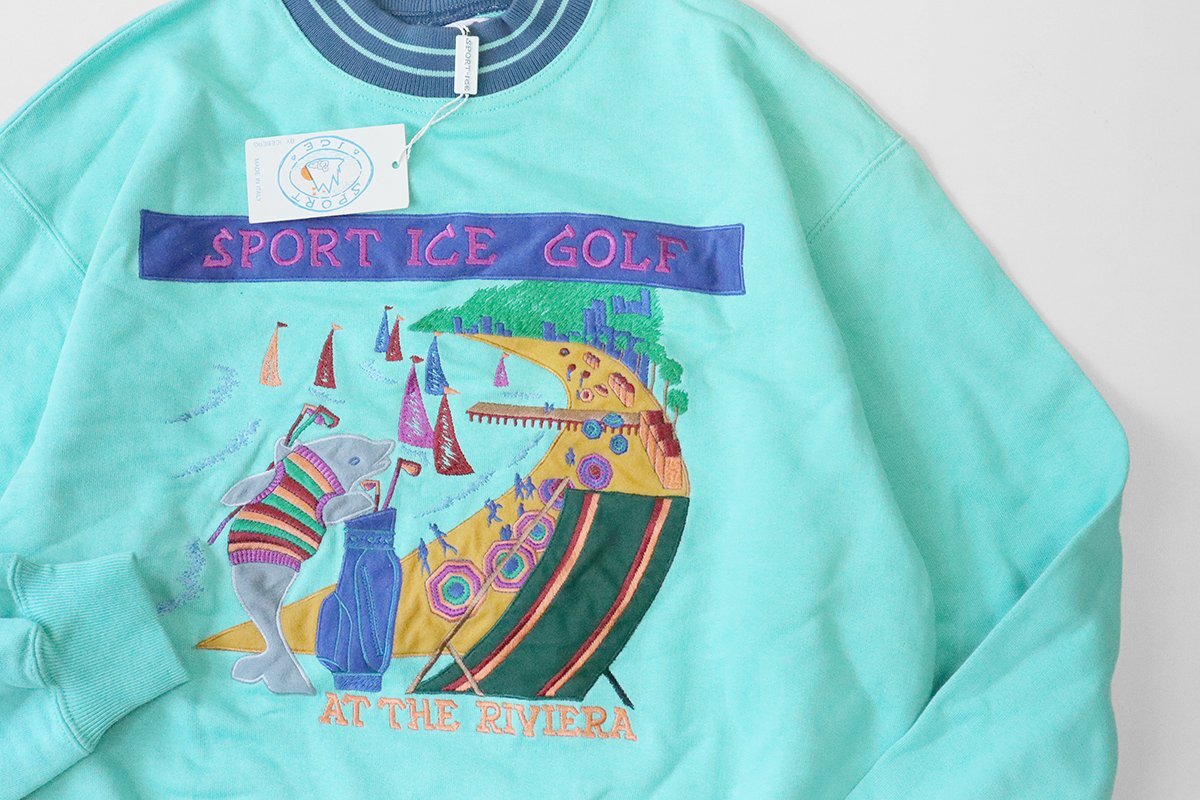 デッドストック SPORT ICE GOLF (ICEBERG) ◆ 90's トレーナー M グリーン スウェット イタリア製 アイスバーグ スポーツ ゴルフ ◆DF15の画像1