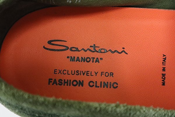 極美品★ SANTONI サントーニ ◆ MANOTA ダブルモンク スエード レザー ローファー UK4.5 (約23.5cm) グリーン ドレスシューズ 靴 ◆2/_画像7