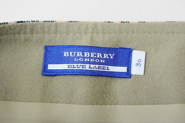 BURBERRY BLUE LABEL ◆ ノバチェック ボックスプリーツ スカート ベージュ サイズ36 ストレッチ 膝下丈 バーバリー ブルーレーベル ◆DF17_画像7