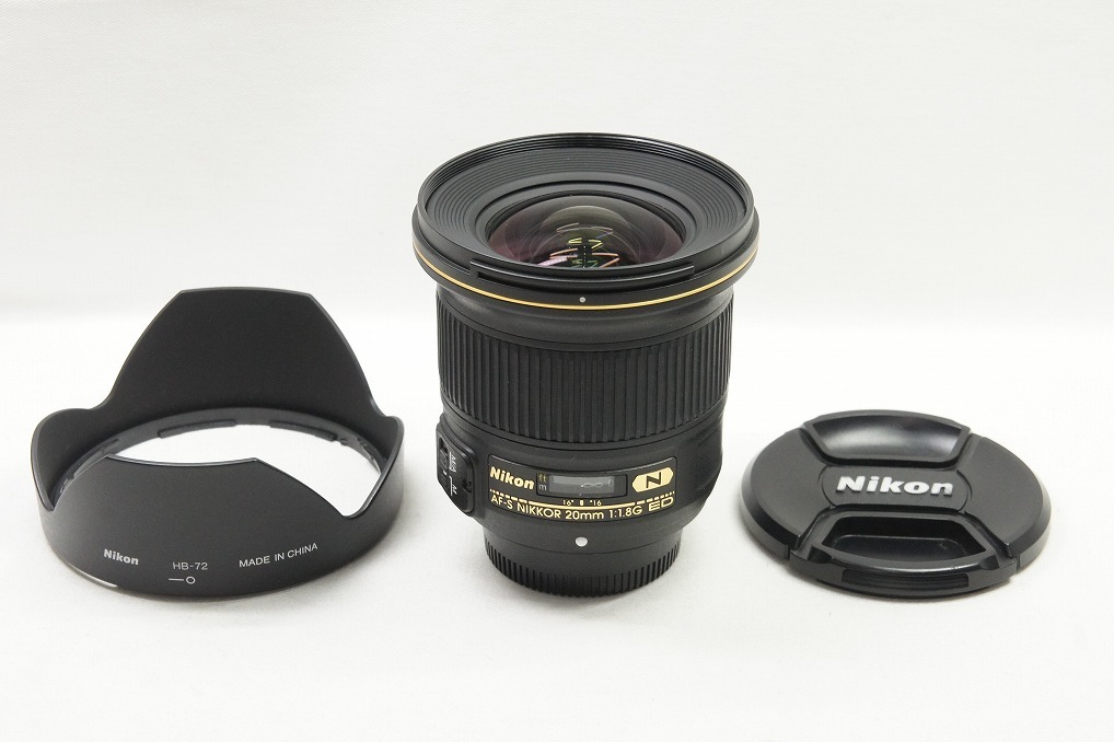 【適格請求書発行】美品 Nikon ニコン AF-S NIKKOR 20mm F1.8G ED 単焦点レンズ フード付【アルプスカメラ】240510i_画像1