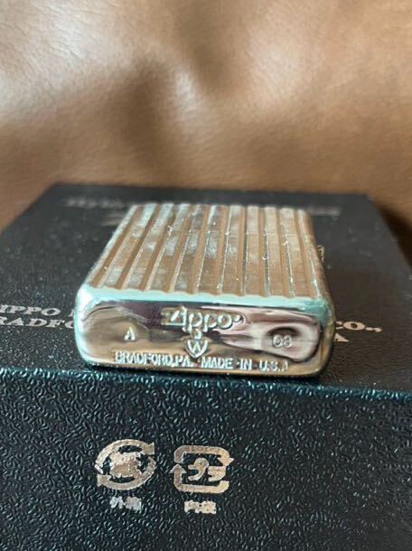 Zippo ジッポー 3面連続 深堀り 特殊加工 162DC-WG 木箱 紙箱付　ホワイトゴールド_画像4