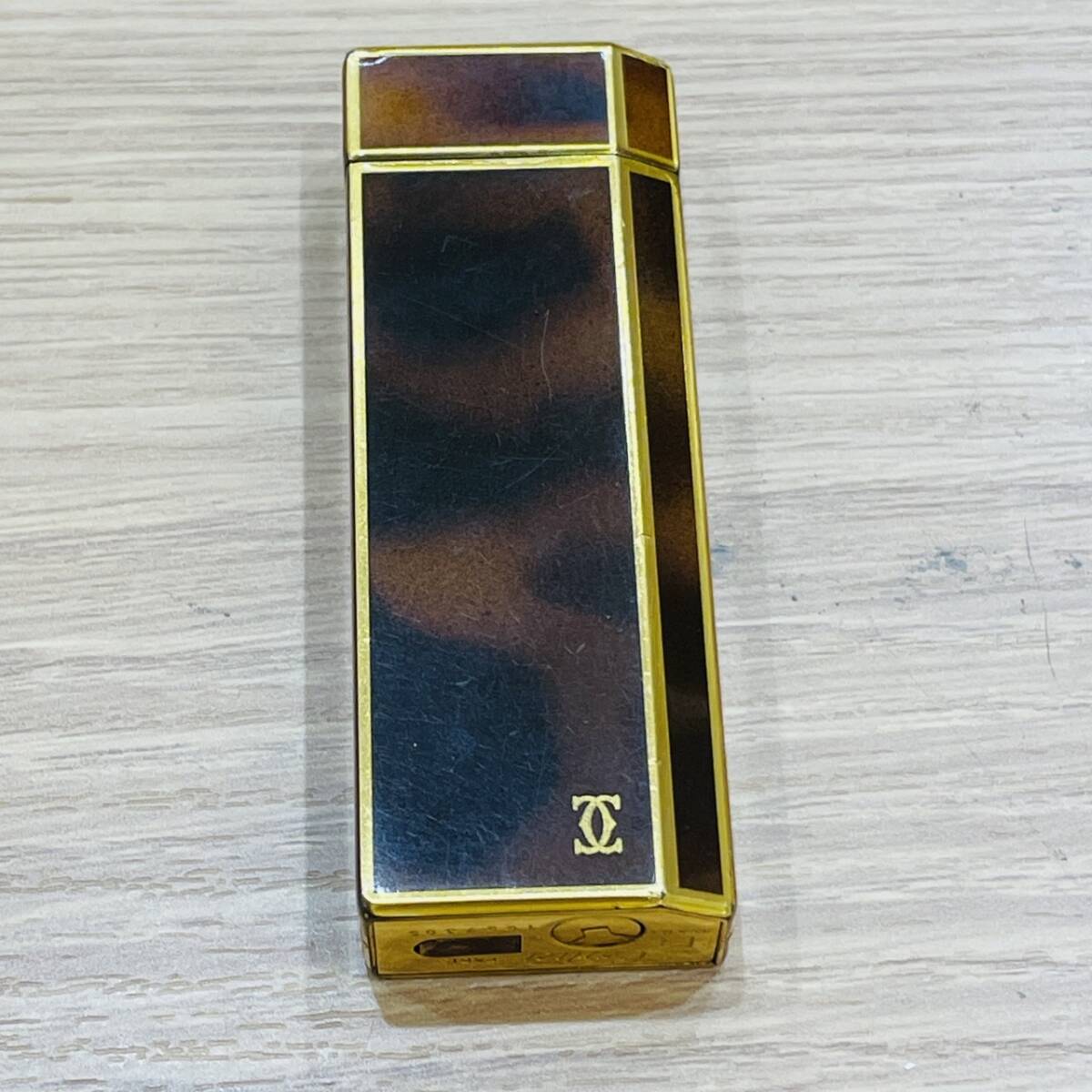 【H11505OR】 1円～ Cartier カルティエ ガスライター ブラウン ゴールドカラー 石なしの為動作未確認 喫煙具 喫煙グッズ_画像1
