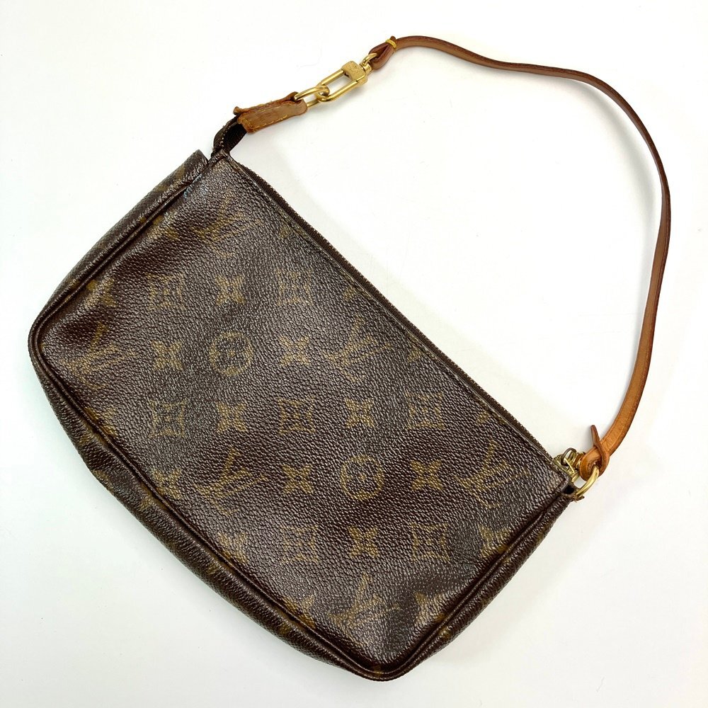 A) LOUIS VUITTON ルイヴィトン モノグラム ポシェット・アクセソワール M51980 ワンハンドル ポーチ 小物入れ 中古 USED_画像1