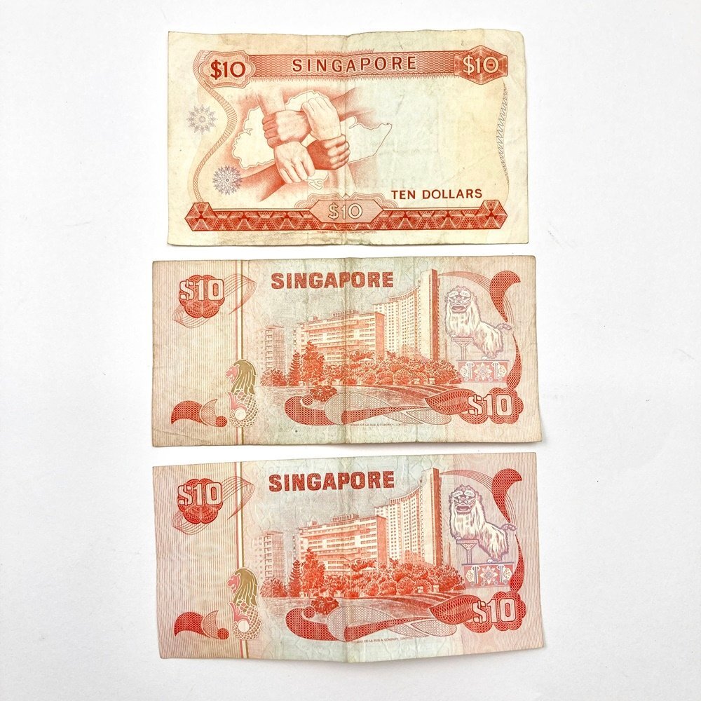 rm) シンガポール SINGAPORE 海外/外国 紙幣 ＄1×19/＄10×3 計$49/49ドル まとめて 経年品 傷み有 現状渡し_画像3