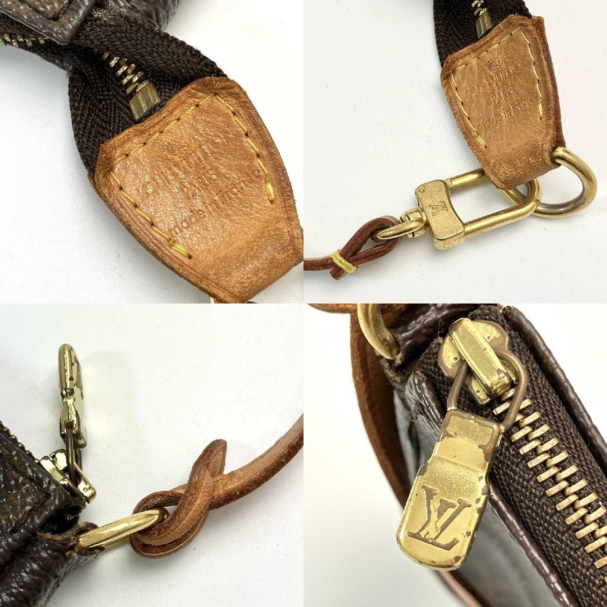 A) LOUIS VUITTON ルイヴィトン モノグラム ポシェット・アクセソワール M51980 ワンハンドル ポーチ 小物入れ 中古 USED_画像3