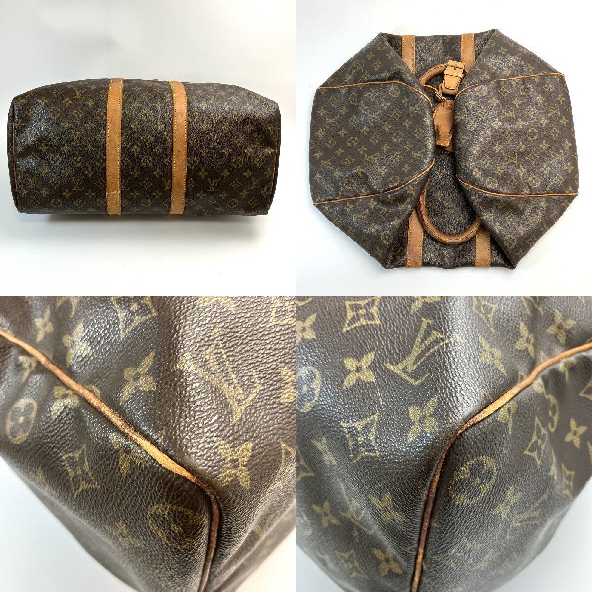 A) LOUIS VUITTON ルイヴィトン モノグラム キーポル 45 ボストンバッグ M41428 ポワニエ/ネームタグ付属 使用感有 中古 USED 現状渡し_画像4