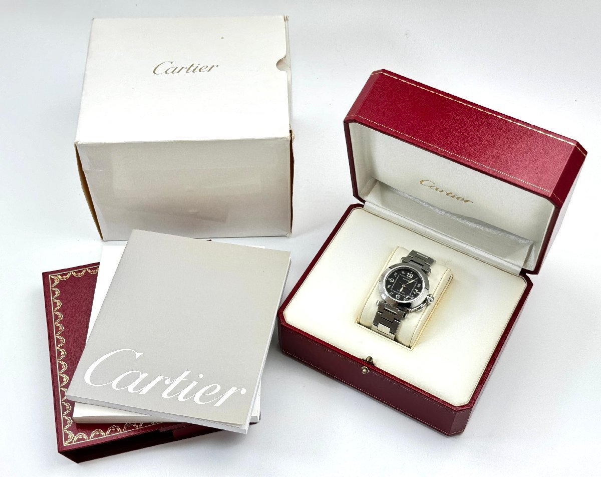 A)Cartier カルティエ パシャC 2324 100m/330ft AUTOMATIC デイト 腕時計 自動巻 動作品 箱・冊子付 中古の画像8
