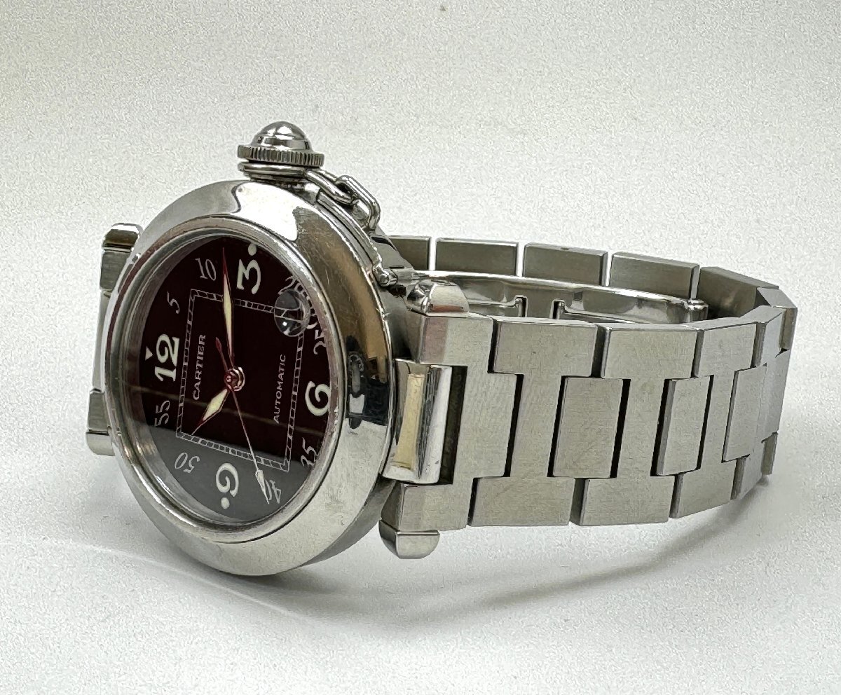 A)Cartier カルティエ パシャC 2324 100m/330ft AUTOMATIC デイト 腕時計 自動巻 動作品 箱・冊子付 中古の画像3