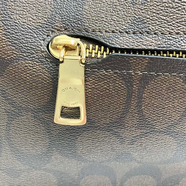 t)コーチ COACH シグネチャー ハンドバッグ ショルダーバッグ 2way F39527 ブラック×ブラウンカラー 鞄 中古 ※ショルダーストラップ有り_画像4