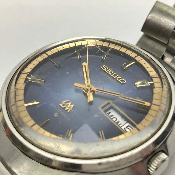 e)セイコー SEIKO 腕時計 LM ロードマティック ブルー Ref.5606-7270 自動巻き 9面カットガラス風防 腕回り約16.5cm 23石※稼働品 ジャンク_画像3