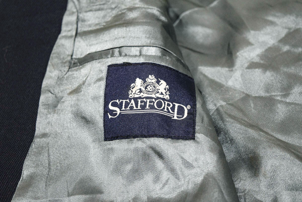 STAFFORD スタッフォード 2釦 金釦 ウール 紺 オールシーズン テーラード ブレザー ジャケット XL (J0050704)_画像3