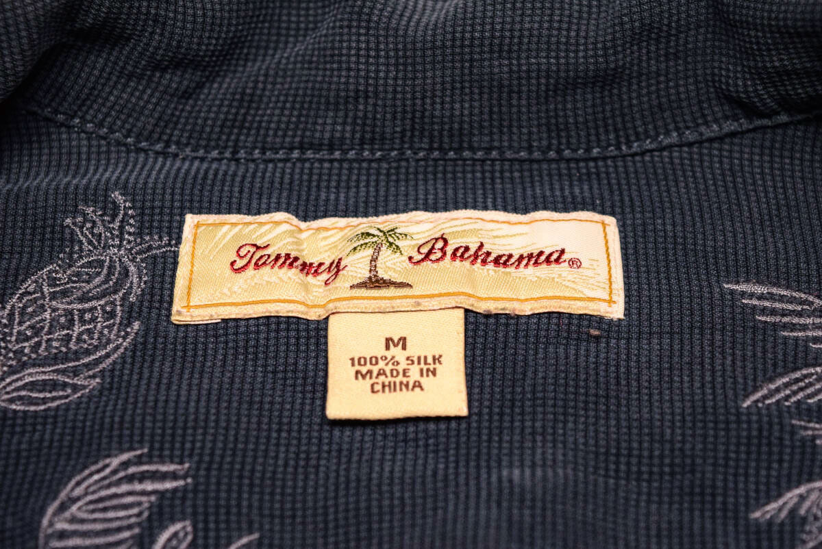 Tommy Bahama トミーバハマ 高級 シルク 100% ココナッツボタン 半袖 プレーン アロハシャツ L 夏 (J0051307)_画像4
