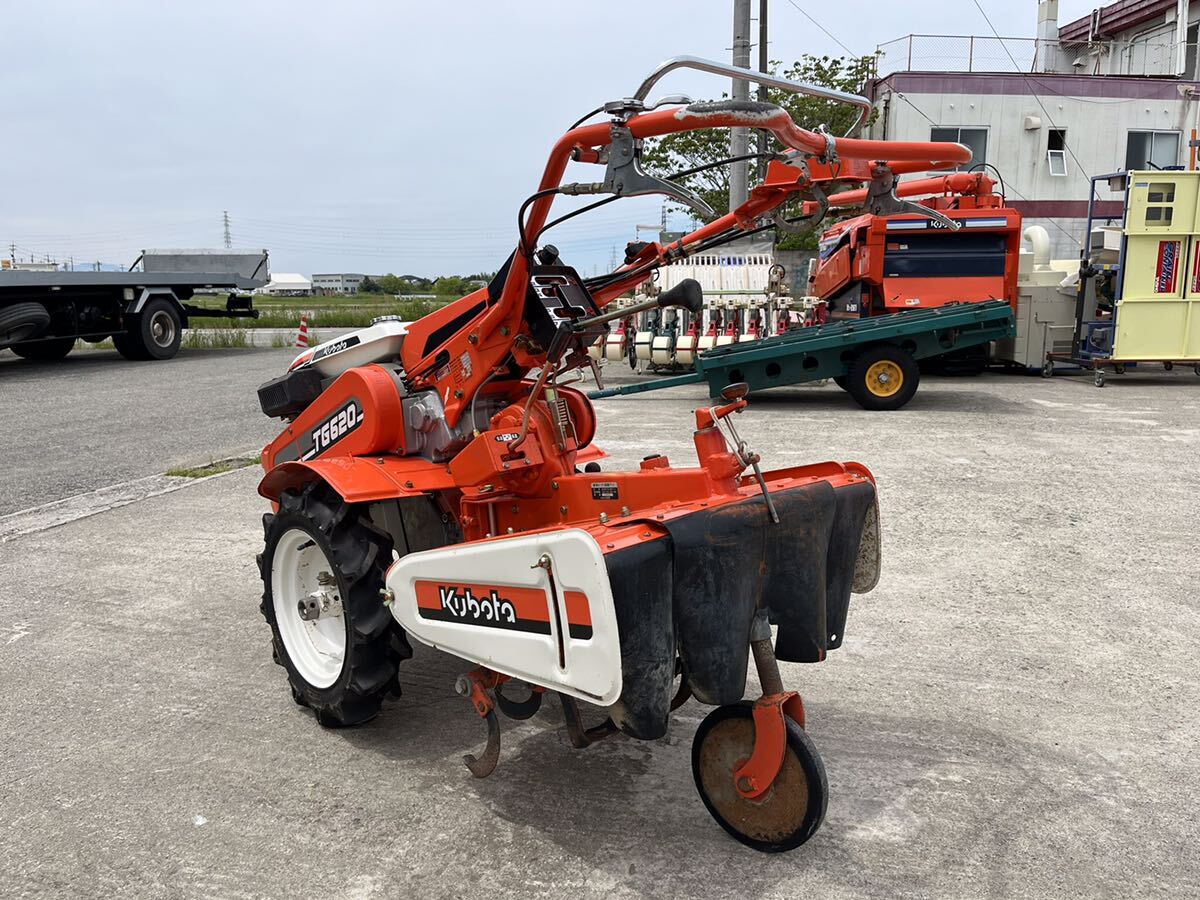 【動画有り】クボタ 耕運機 TG620-K 6.2馬力 T18C 管理機 テーラー リコイル 歩行型 家庭菜園 耕運幅約600mm リコイル 引取限定 富山市_画像2