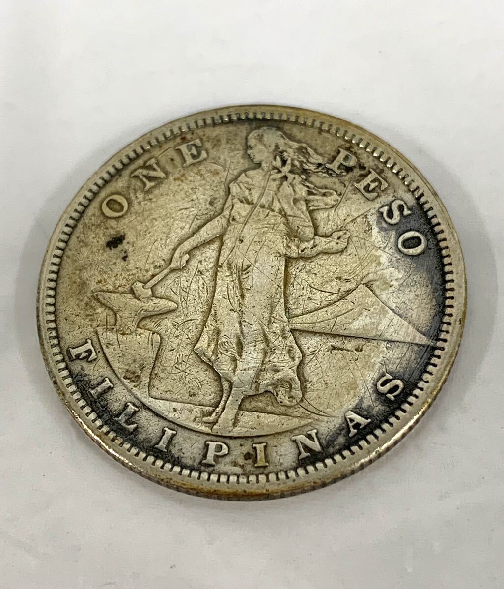 アメリカ領フィリピン1ペソ銀貨1908年 アンティーク コイン 現状品 カ4_画像1