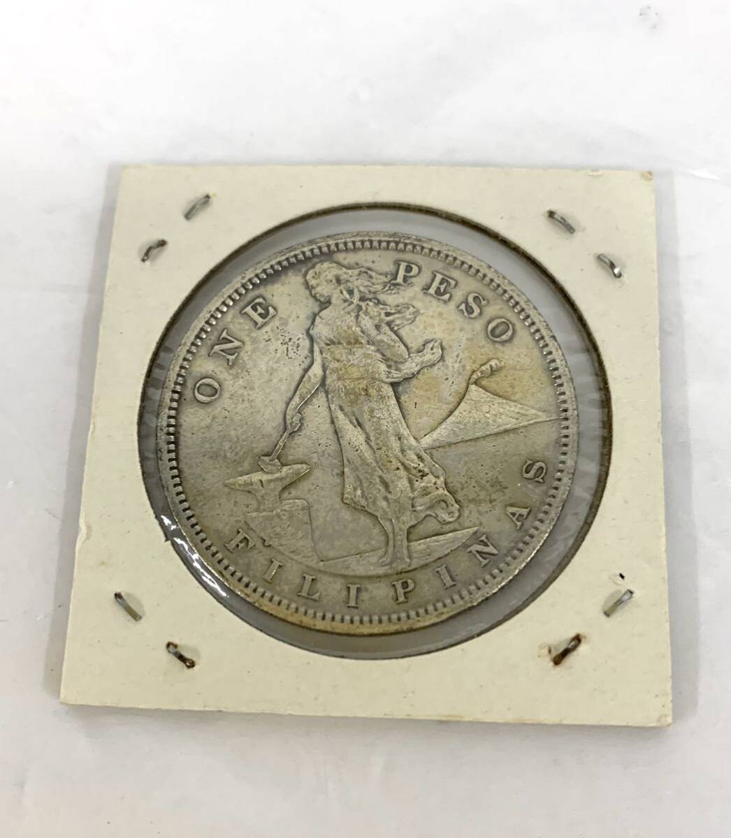 古銭 アメリカ領フィリピン FILIPINAS 1 ペソ 1909年 銀貨 硬貨 現状品 カ4_画像1