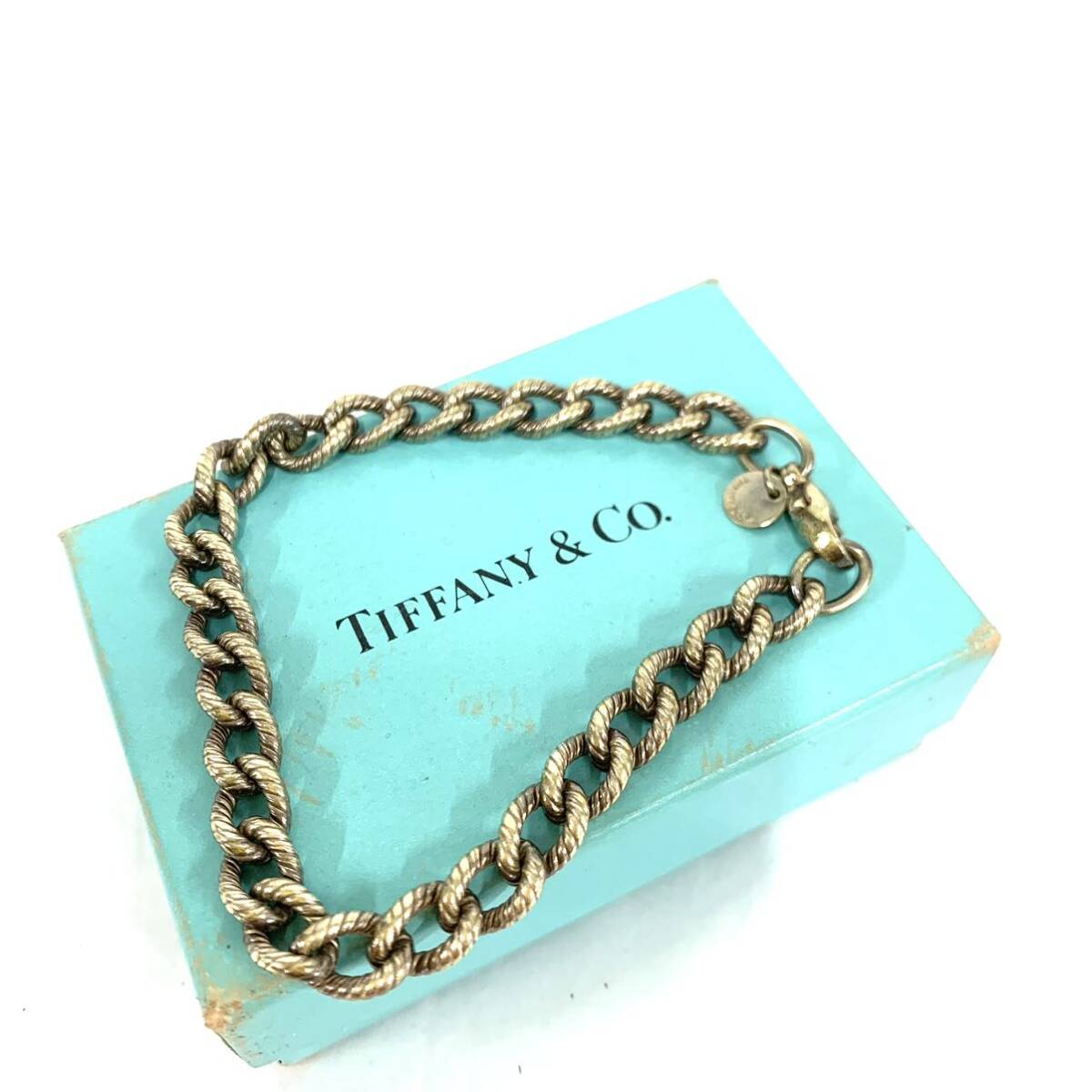 TIFFANY Tiffany ティファニー ブレスレット ツイスト チェーン SV925 シルバー Tiffany&Co.現状品箱保存袋 カ15_画像2