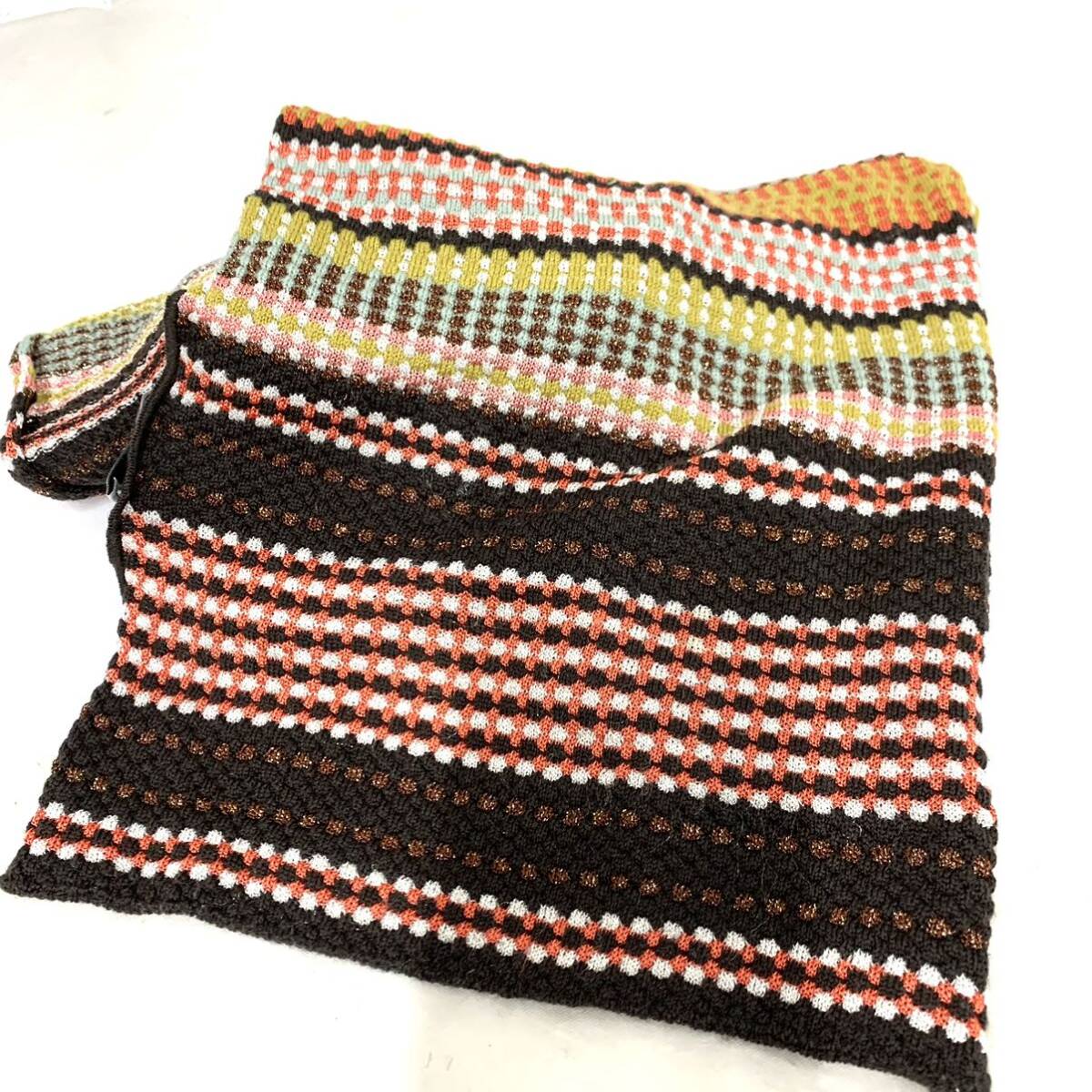 1円出品ミッソーニ MISSONI マフラー ストール ウールレーヨンナイロンマフラー 現状品 幅約25.5cm全長約156cm カ4_画像1