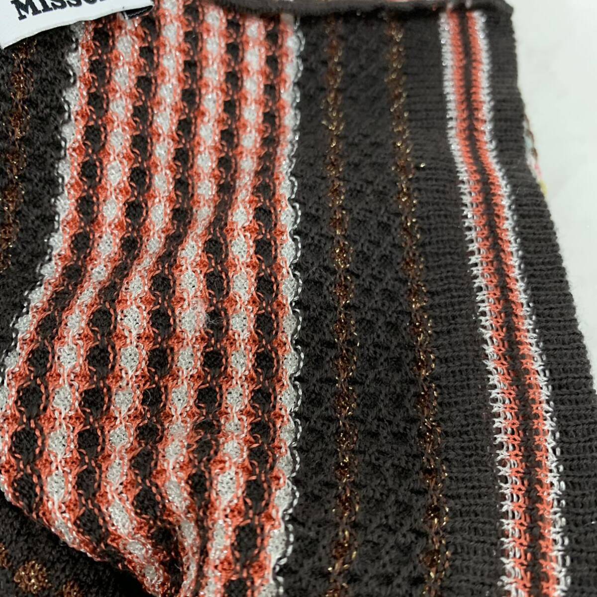 1円出品ミッソーニ MISSONI マフラー ストール ウールレーヨンナイロンマフラー 現状品 幅約25.5cm全長約156cm カ4_画像5