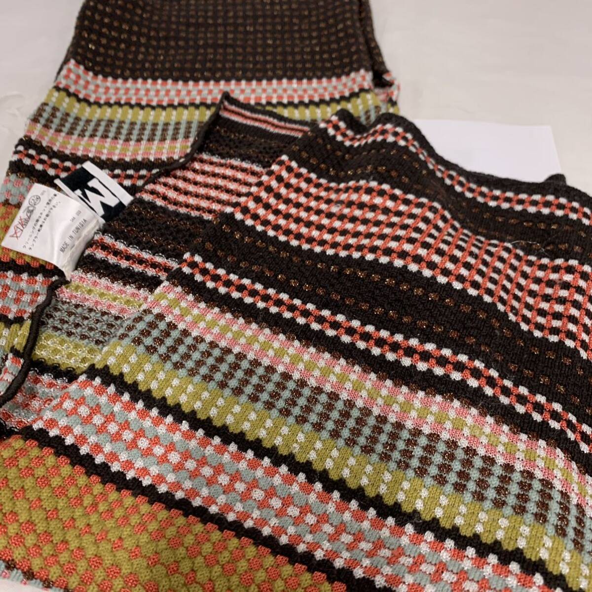 1円出品ミッソーニ MISSONI マフラー ストール ウールレーヨンナイロンマフラー 現状品 幅約25.5cm全長約156cm カ4_画像3