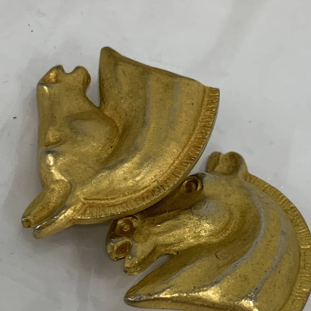 HERMES Hermes hose head earrings mat Gold color series antique Vintage accessory storage bag ka4