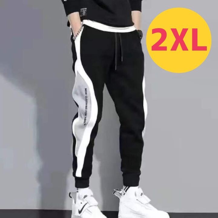 メンズ パンツ スウェット 2XL カーゴ イージー 黒 ジョガー ジャージ 夏