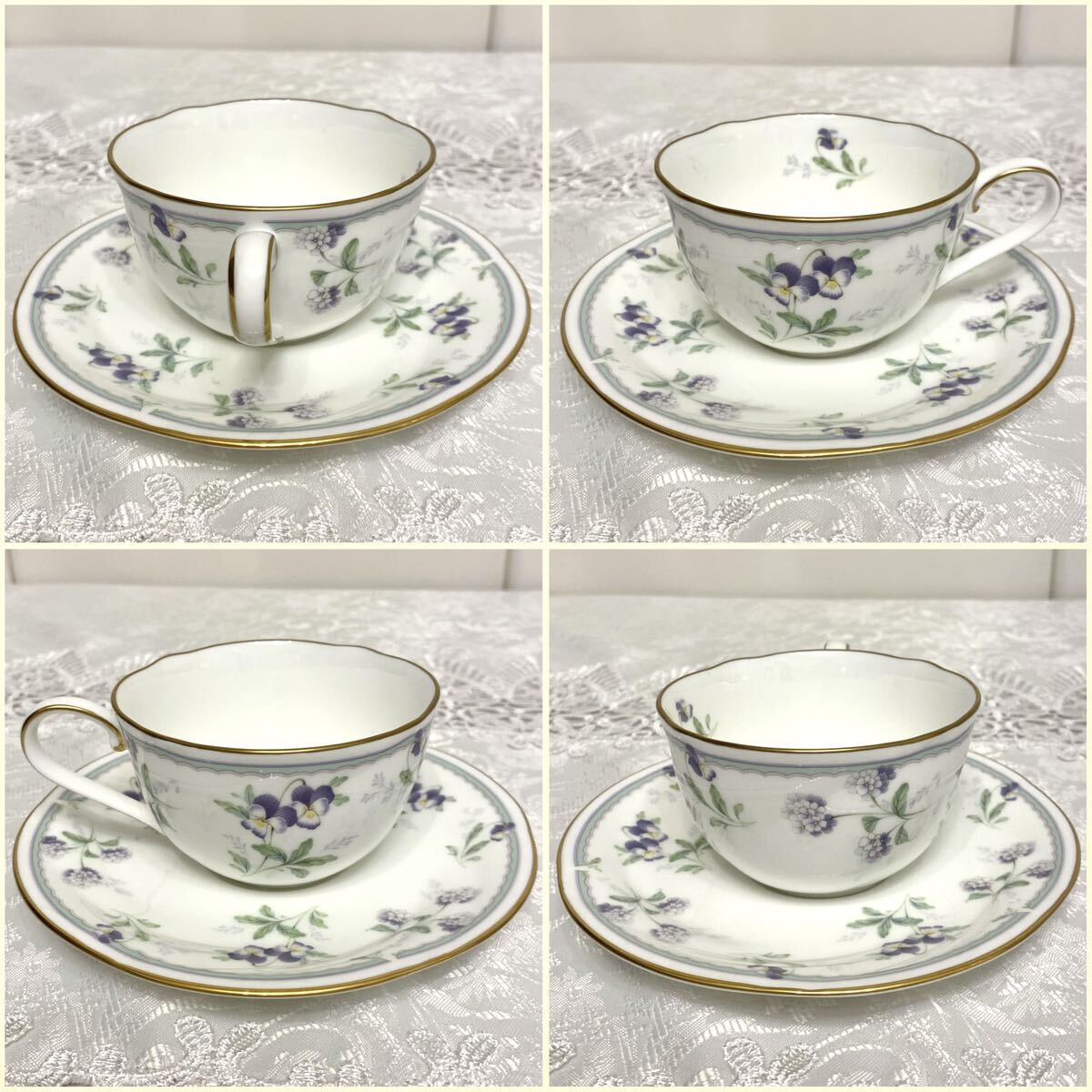 Noritake VIOLET SONG カップ&ソーサー ペア 紅茶コーヒー兼用 ヴァイオレットソング 陶磁器 バイオレット 花柄 ノリタケ _画像5