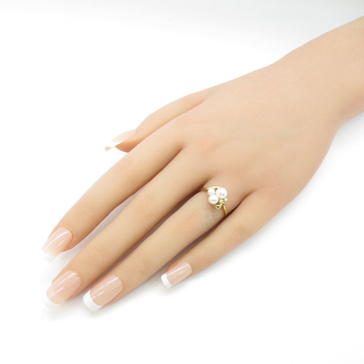  Mikimoto жемчуг кольцо с бриллиантом бренд off MIKIMOTO K18( желтое золото ) кольцо * кольцо K18 б/у женский 