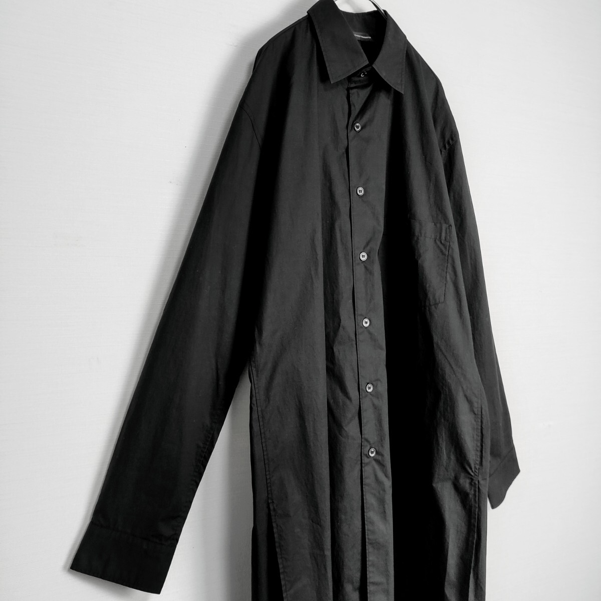 [ popular design ]Y-3wa chair Lee * back Logo attaching long shirt BLACK black black XS(L corresponding ) beautiful goods long height double Logo Yohji Yamamoto