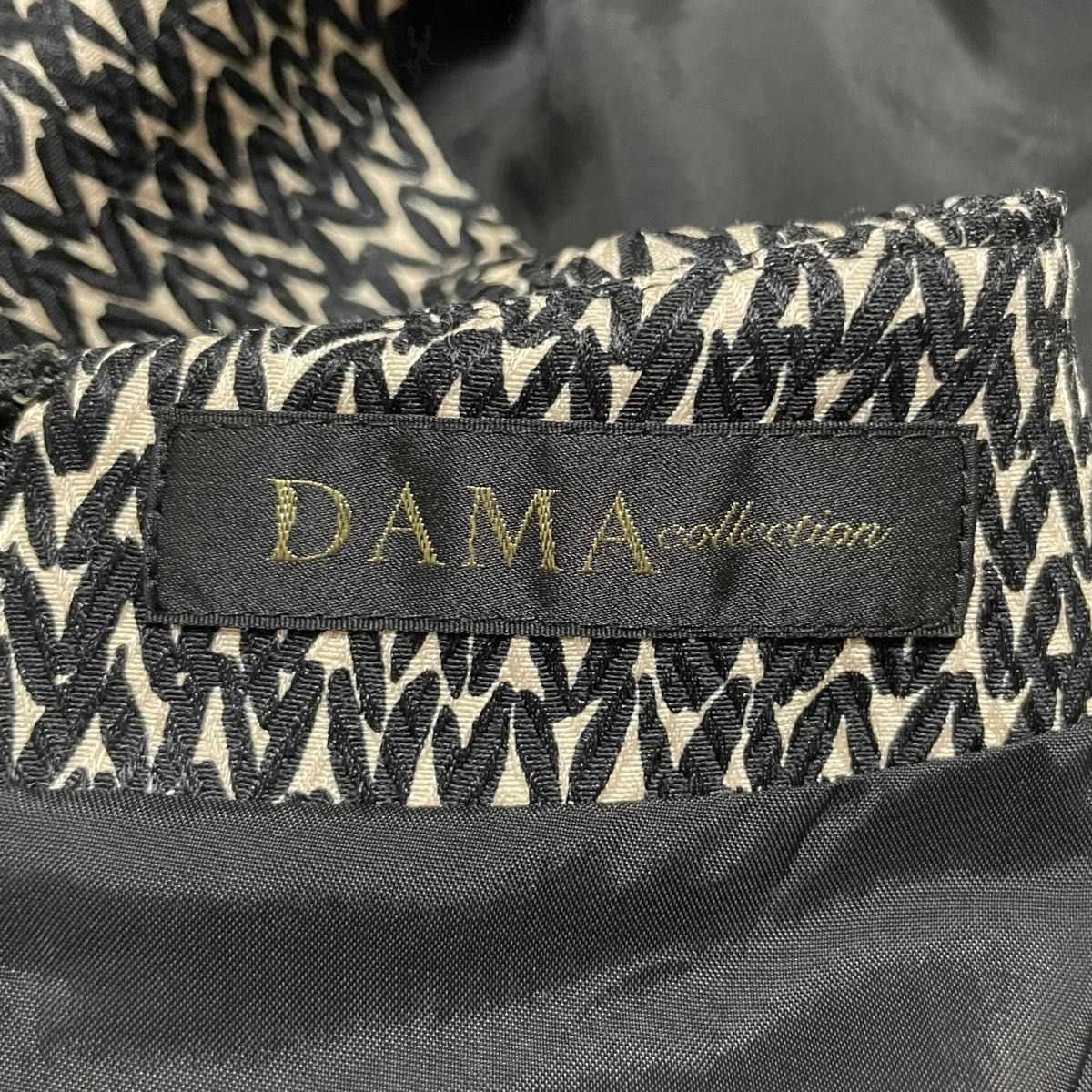 美品　dama collection　ダーマコレクション　dinos　ディノス　シルクウール　総柄　ワンピース　スリット　プリーツ