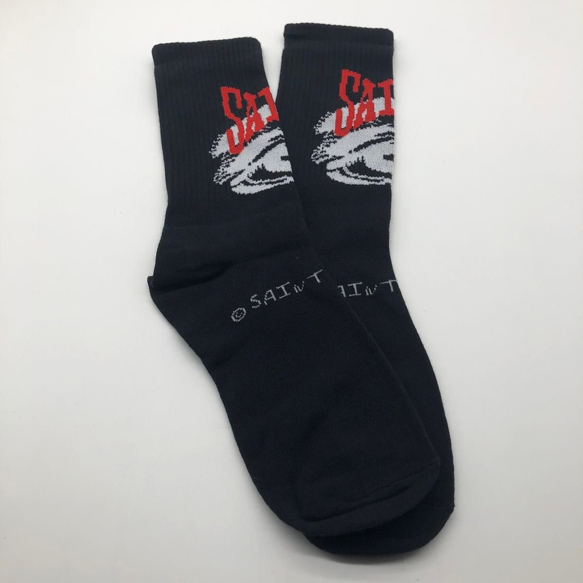 SAINT M×××××× セントマイケル SOCKS EYES ロゴ ソックス 靴下 ロング ホワイト