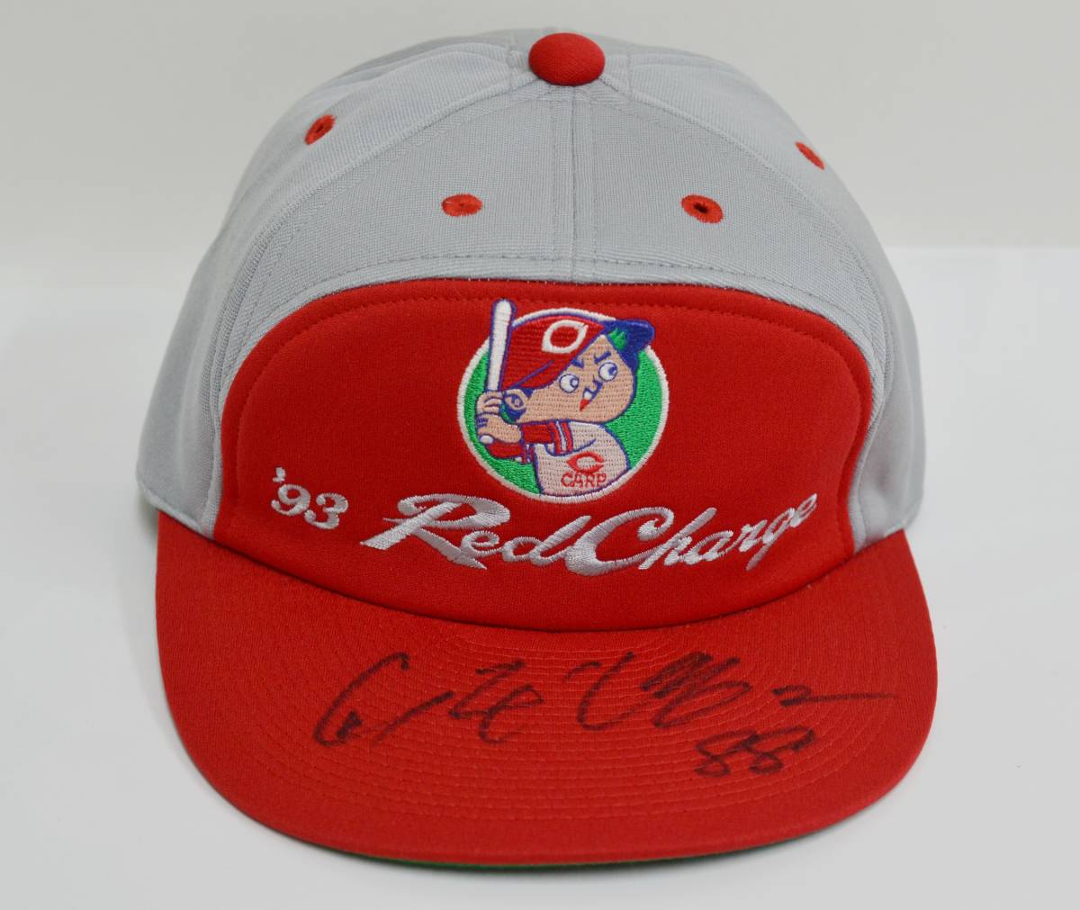  super rare Hiroshima Toyo Carp real use item 1993 year catch fre-z cap RED CHARGE Yamamoto . two direction autograph autograph Mizuno Pro not for sale hat ultra rare 