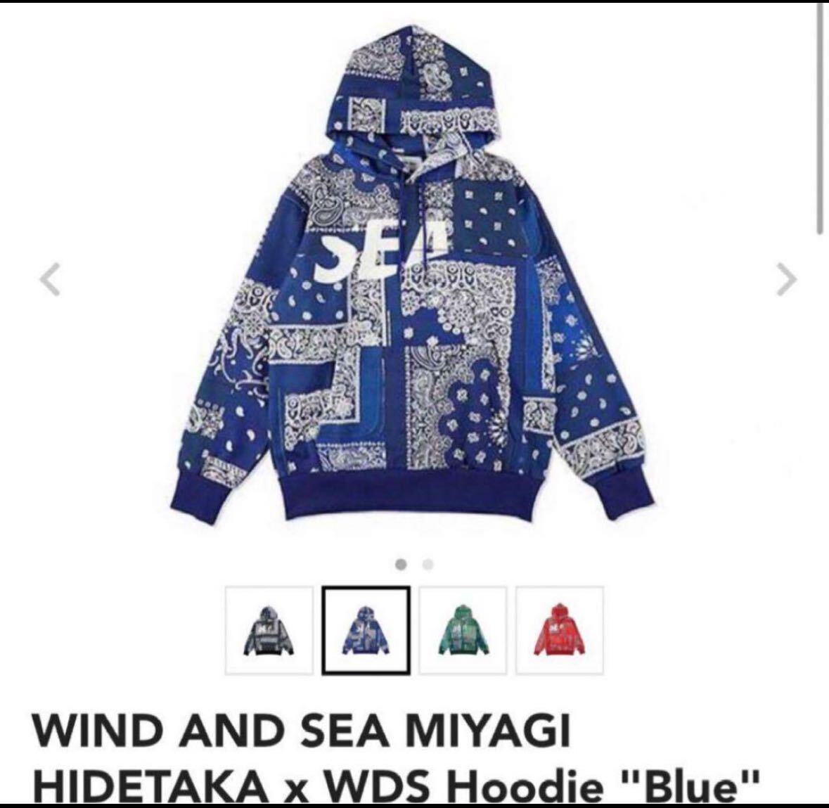wind and sea MIYAGI HIDETAKA X WDS HOODIE Blu size XLスウェットパーカー ペイズリー バンダナの画像1