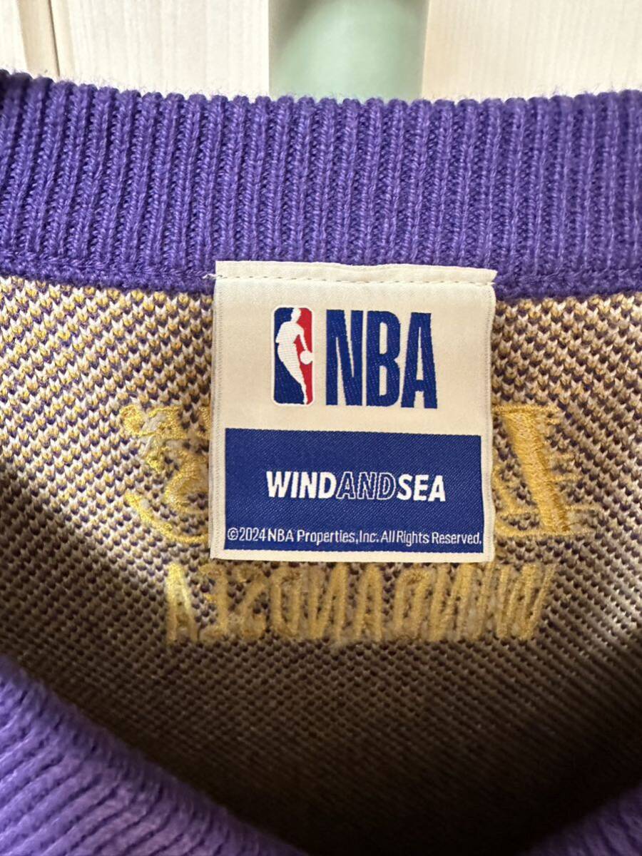 WIND AND SEA Jaquard S/S Knitウィダンシーニットカットソーパープル Lakers レーカーズの画像5