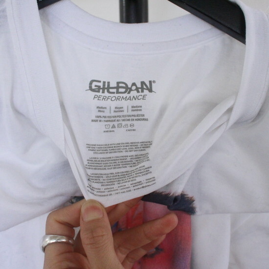 I439 2000年代製 GILDAN ギルダン 半袖Tシャツ■00s 表記Mサイズ デヴィッドボウイ バンド ロック ホワイト 古着 アメカジ ストリート 90sの画像3