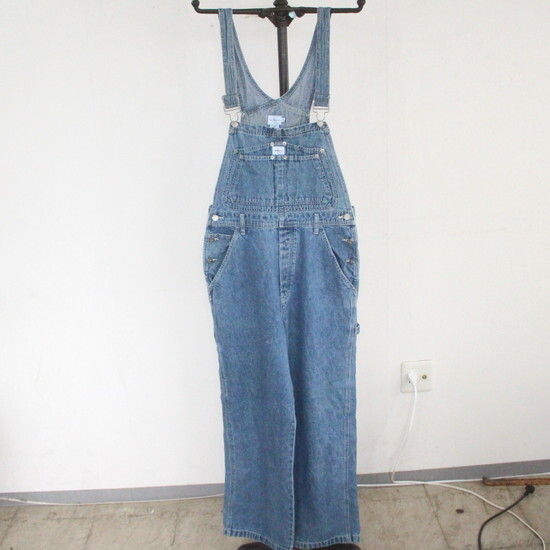 X414 90s Vintage Calvin Klein Denim overall #1990 period made inscription M size lady's blue American Casual old clothes old clothes . super-discount rare 