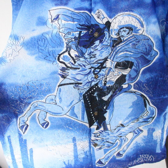 h176 2000年代製 ZAM 半袖シアーシャツ■00s 表記Lサイズ ブルー ナポレオン アメカジ ストリート 古着 古着卸 激安 希少 検 90s 80s 70s_画像5