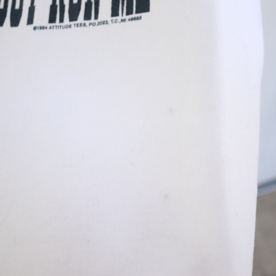 S420 90sビンテージ ATTITUDE 半袖プリントTシャツ USA製■1990年代製 表記Lサイズ ホワイト 白 メッセージ シングル アメカジ ストリート_画像9