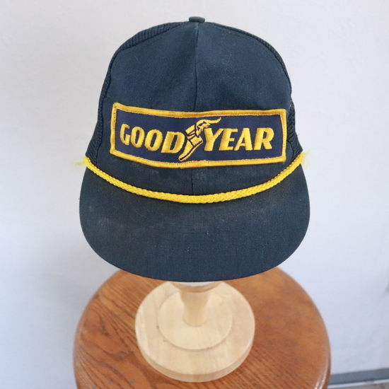 CAP15 USA直輸入 90sビンテージ GOODYEAR メッシュキャップ■1990年代製 ネイビー ハット 帽子 hat 古着 アメカジ ストリート レーシング_画像1