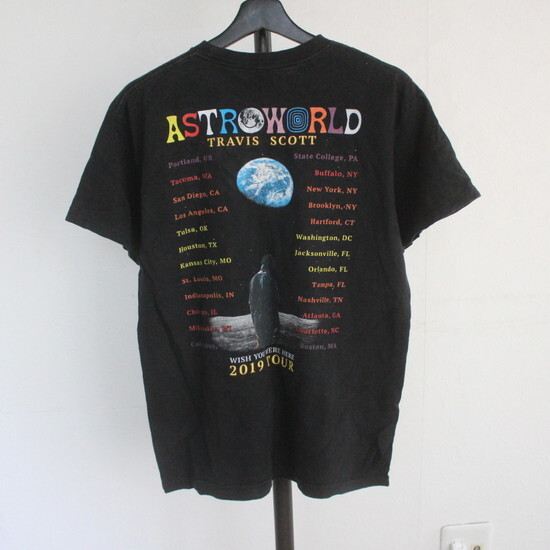 S523 2000年代製 TRAVISSCOTT トラビススコット プリントTシャツ■00s 黒 ブラック アメカジ Sサイズくらい アメカジ ストリート 古着卸_画像2