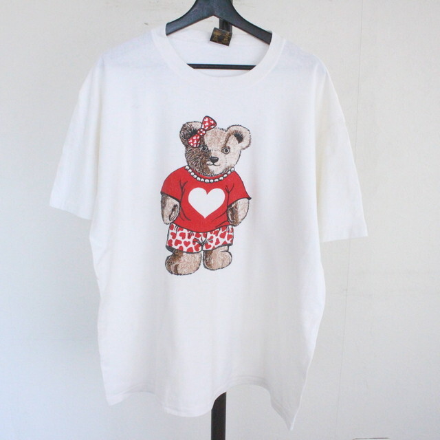 Q312 90sビンテージ SpringFord アニマルプリントTシャツ■1990年代製 表記XLサイズ ホワイト くまさん 可愛い テディーベア 古着 古着卸_画像1