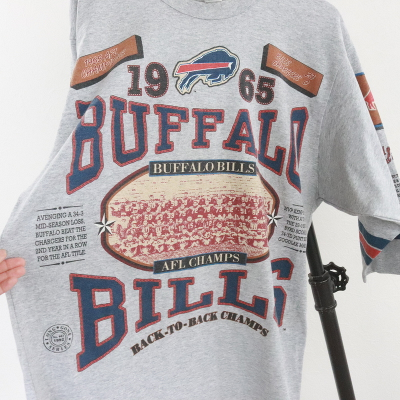 N304 90sビンテージ USA製 LongGone 半袖プリントTシャツ■1990年代製 表記Lサイズ ビルズ NFL グレー アメカジ ストリート 古着 古着卸の画像7