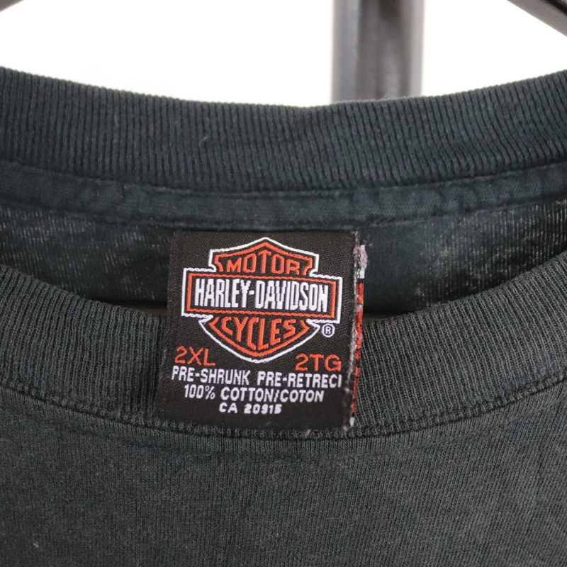 H366 2006年製ビンテージ HarleyDavidson ハーレーダビットソン 半袖Tシャツ■00s 表記2XLサイズ 古着 アメカジ ストリート イーグル 黒の画像3