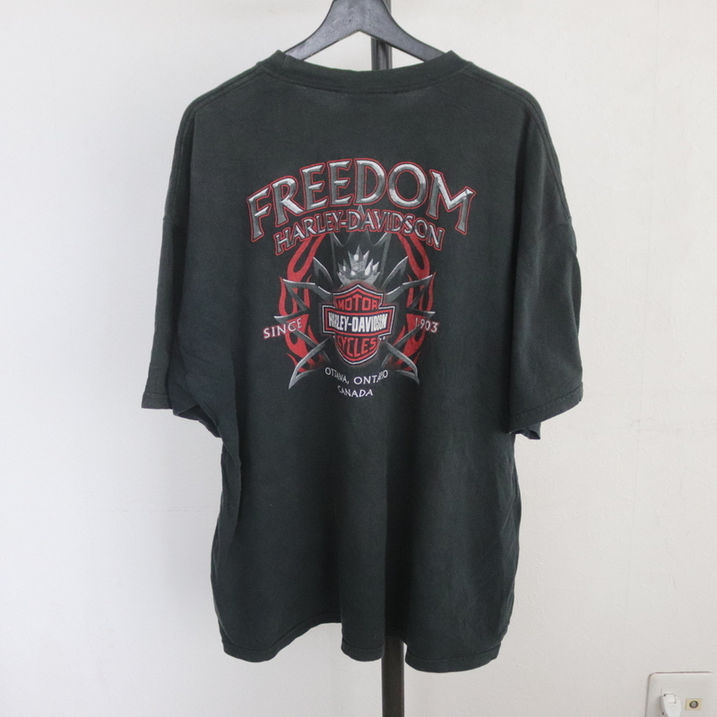 H366 2006年製ビンテージ HarleyDavidson ハーレーダビットソン 半袖Tシャツ■00s 表記2XLサイズ 古着 アメカジ ストリート イーグル 黒の画像2