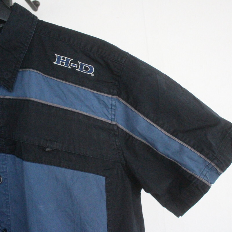 h235 2000年代製 ハーレーダビッドソン 半袖シャツ■00s 約XLサイズ ブルー HarleyDavidson H-D ブルー アメカジ ストリート 古着 古着卸_画像6