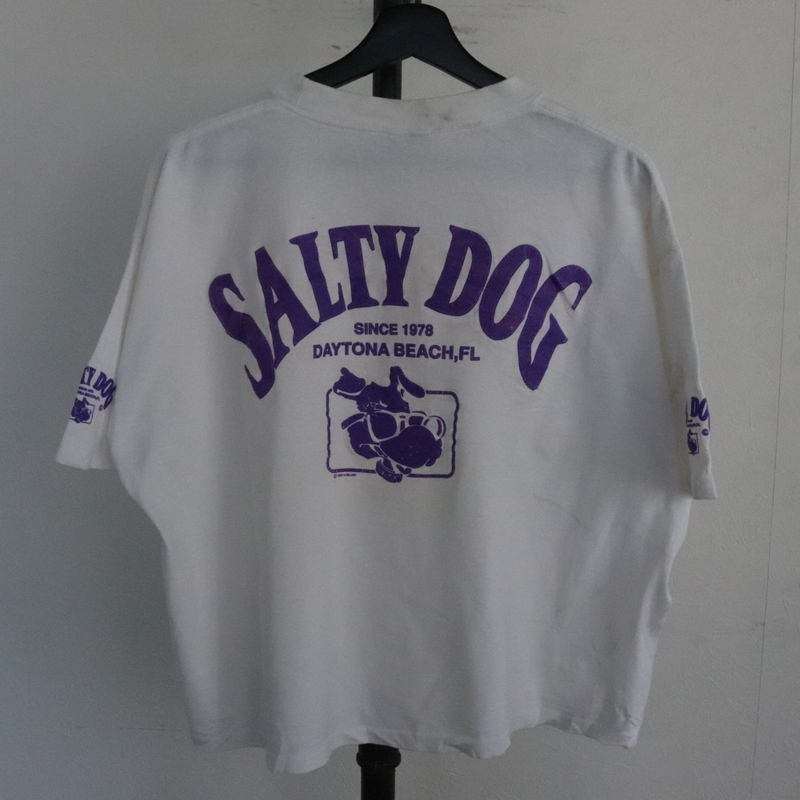 R412 80sビンテージ USA製 IndianSummer 半袖プリントTシャツ■1980年代製 約Lサイズ 白 SALTYDOG アメカジ ストリート 古着卸 古着 希少 _画像1