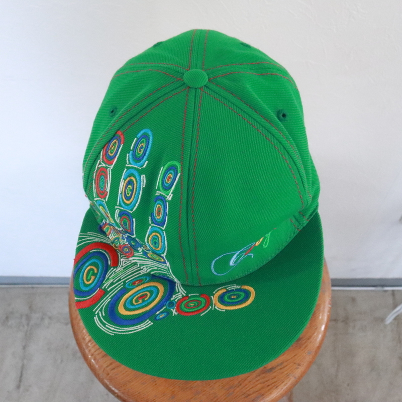 CAP2 2000年代製 COOGI クージー ベースボールキャップ■00s 表記71／4サイズ グリーン 刺繍 HIPHOP BBOY ハット 帽子 hat 古着 ストリート_画像5