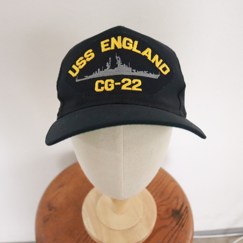 CAP25 80sビンテージ ベースボールキャップ USS USA製■1980年代製 刺繍 ネイビー ハット hat 帽子 キャップ 紺 古着 アメカジ ストリート_画像1