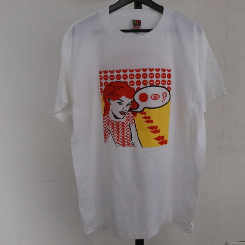 O455 90sビンテージ フルーツオブザルーム 半袖プリントTシャツ■1990年代製 表記Lサイズ 白 ホワイト アメカジ ストリート 古着卸 激安 _画像1