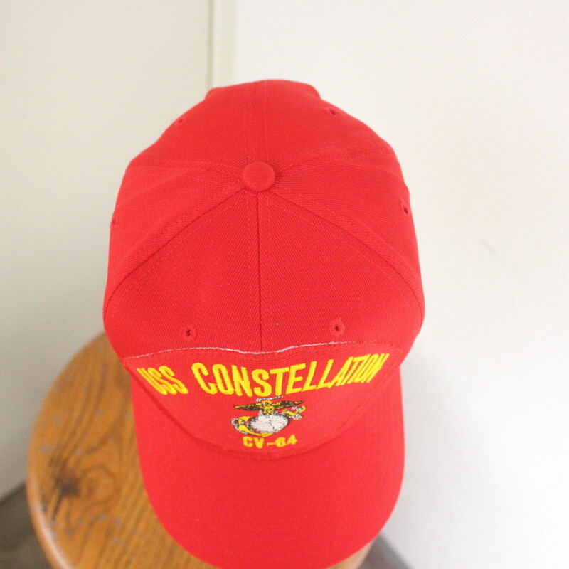 CAP32 USA直輸入 90sビンテージ ch ベースボールキャップ■1990年代製 レッド 赤 USS ハット 帽子 hat アメカジ ストリート 古着卸 古着_画像7